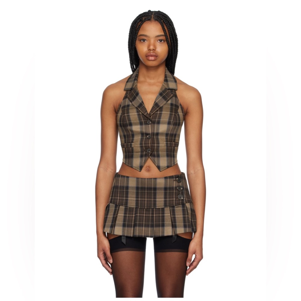 Danielle Guizio Brown Check Vest Exclusive